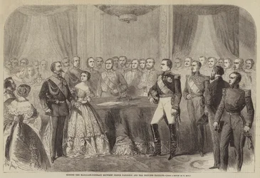 Unterzeichnung des Ehevertrags zwischen Prinz Napoleon und Prinzessin Clotilde